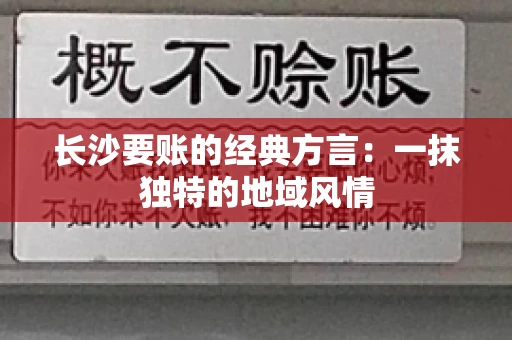 长沙要账的经典方言：一抹独特的地域风情