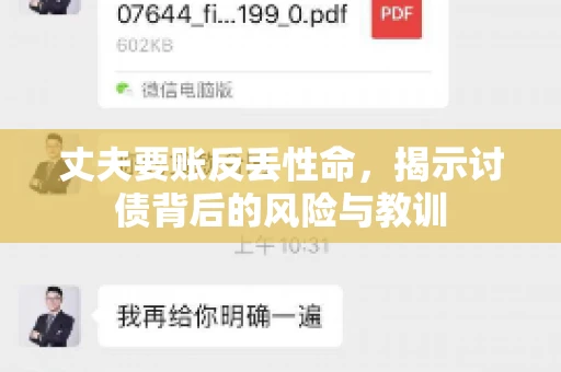 丈夫要账反丢性命,揭示讨债背后的风险与教训 丈夫要账反丢性命,揭示讨债背后的风险与教训