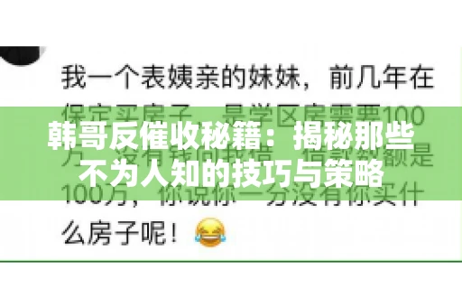 韩哥反催收秘籍：揭秘那些不为人知的技巧与策略