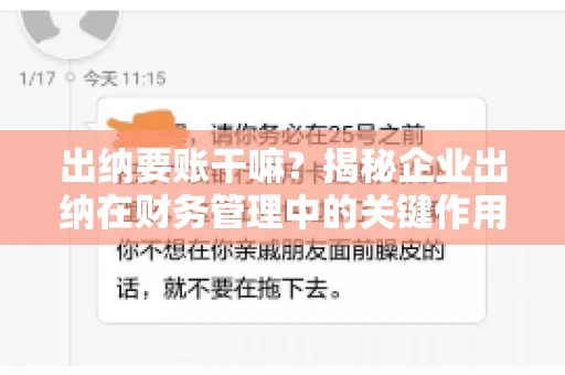 出纳要账干嘛？揭秘企业出纳在财务管理中的关键作用